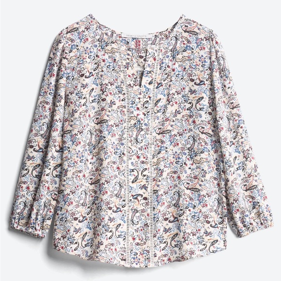 Collective Concepts Warner Lattice Detail Blouse Size 2X White Paisley Flowy - Picture 1 of 6